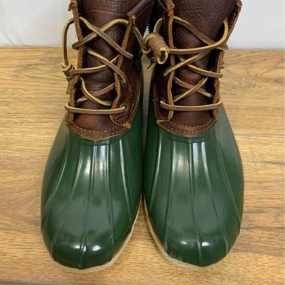 🌳sperry top sider leather waterproof duck boots. Size 7. Hunter green/ ma… - Picture 8 of 10
